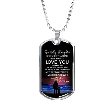 Father Daughter Heart Necklace From Papa Christmas Gift Idea Luxury Dog Tag Silver